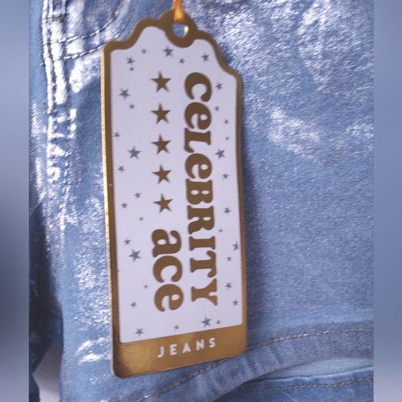 Celebrity Ace Shorts Juniors Woman's Size 5/27 Stretch Blue Silver Metallic - Picture 3 of 12
